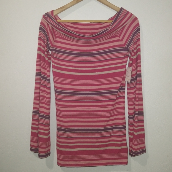 NWT FREE PEOPLE Portland Striped Retro Pink Tunic Top - Picture 9 of 10